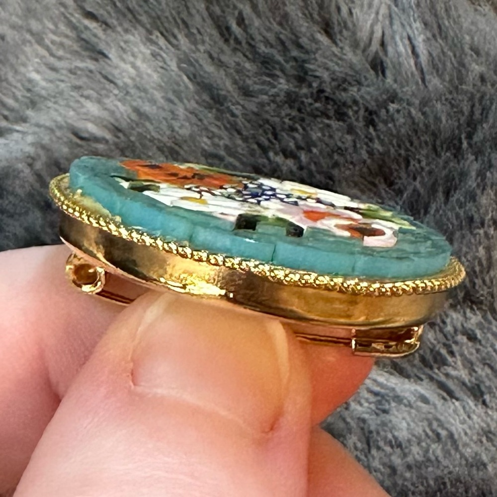 Vintage Blue Mosaic Brooch - Picture 5 of 10